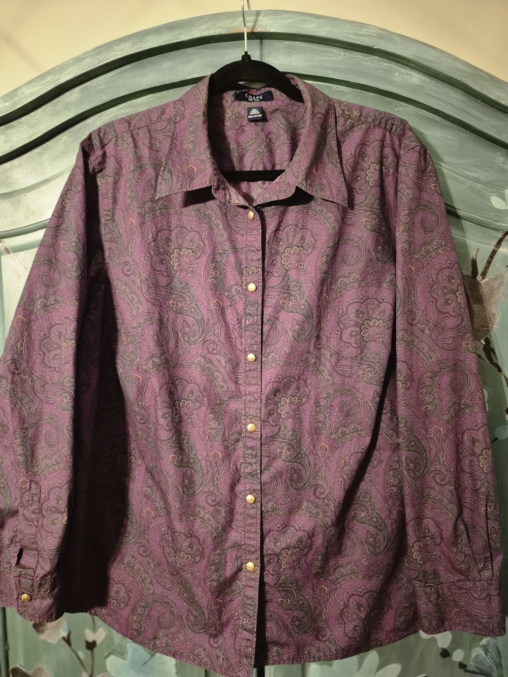 Chaps Women's Purple Paisley Button-Down Shirt